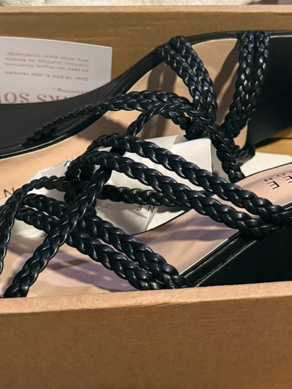 New Journee Collection Women's Baylen Braided Strap Slip On Wedge Sandals 9.5